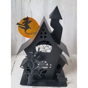Spirit Halloween haunted house tealight candle holder black cat bat
